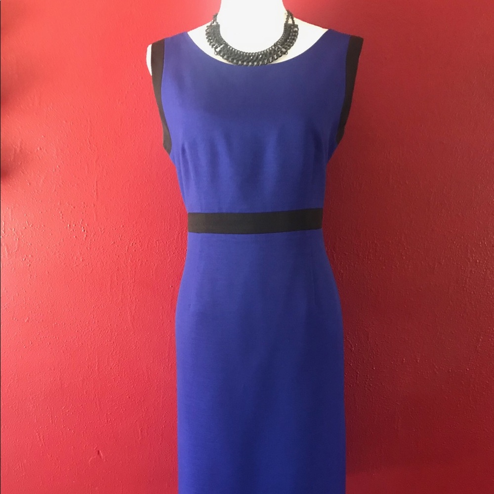 Royal blue and black A-Line dress. Sz. 14 - Picture 4 of 8